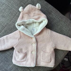 GAP Pink Knit Baby Hooded Jacket with Ear Detail